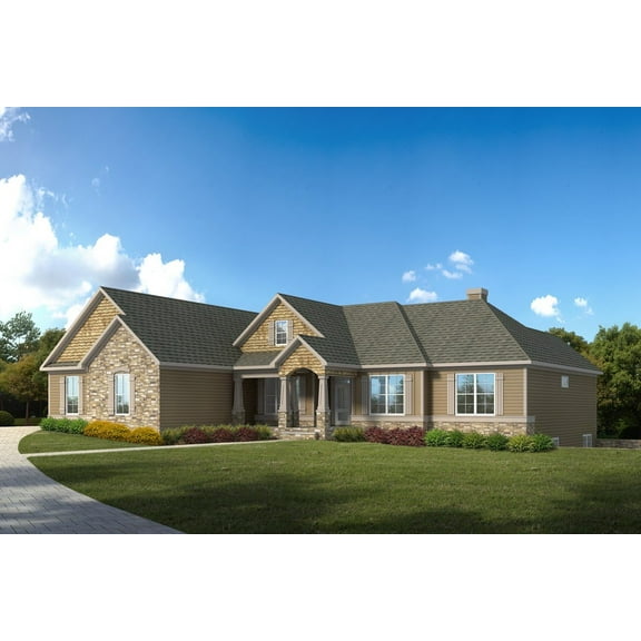 638-2739: Craftsman Traditional 3 Bed, 3 Bath Luxury Home Plan, 2739 Sq Ft: Full Blueprints with License to Build by Home Plan Marketplace - Lesuto
