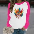 thumbnail image 4 of Byworldtasic Mardi Gras Long-Sleeve T-Shirt for Women Plus Size Raglan Sleeve Carnival Graphic Top, 4 of 6