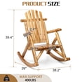 thumbnail image 6 of Ktaxon 26in Outdoor Wooden Rocking Chair, Adirondack Rocker Patio Chair with Rustic High Back for Indoor Backyard Garden Porch, Light Carbonized, 6 of 12