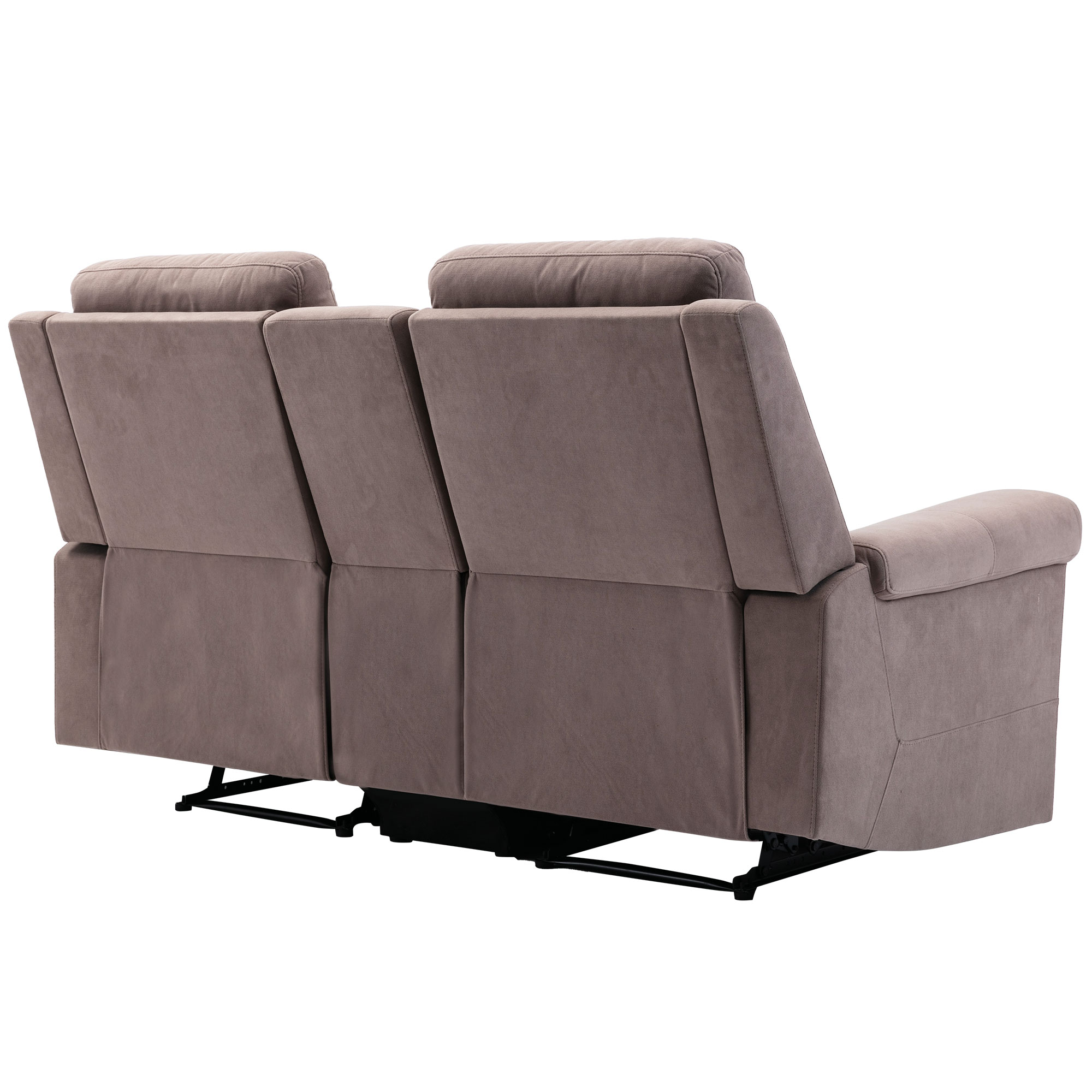 Kepooman Polyester Fabric Manual Motion Loveseat with Storage Box & Two Cup Holders Kepooman Polyester Fabric Manual Motion Loveseat with Storage Box & Two Cup Holders