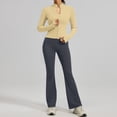 thumbnail image 2 of JFGHDG Women's 2 Piece Set Long Sleeve Jacket & Ankle Length Workout Flare Leggings Casual Matching Outfit Tracksuit Sweatsuit Yellow M, 2 of 8