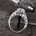 thumbnail image 3 of HeartsAndYou 2.3ct Engagement Ring for Women Round Moissanite Vintage Inspired Inspired Filigree 18k White Gold over Silver, 3 of 8
