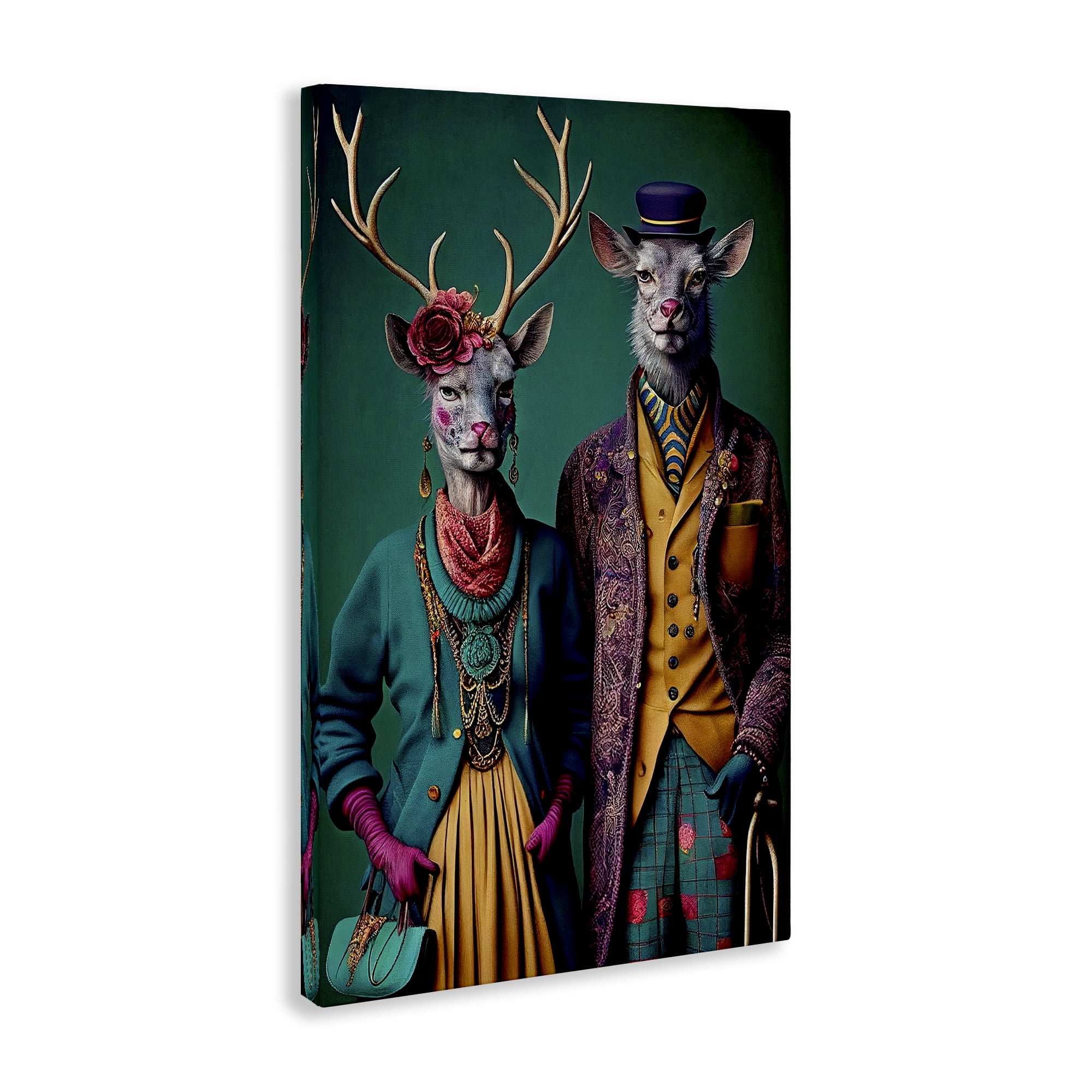 Stupell Industries Deer in Historic Clothes Novelty Painting Gallery Wrapped Canvas Art Print Wall Art, 20 x 30
