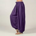 thumbnail image 3 of TRUBKH Cotton Linen Pants Paperbag Pant Baggy Yoga Pants Women Beach Baggy Trousers Elastic Ankle Pants Women Baggy Pants Pull On Pants Drop Crotch Harem Pants Women's Sweatpants Purple 3XL, 3 of 7