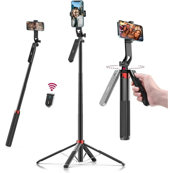 Ulanzi MA09 Extendable Phone Tripod, 71" Selfie Stick Vlog Tripod Stand Quadrapod with All in 1 Phone Clip