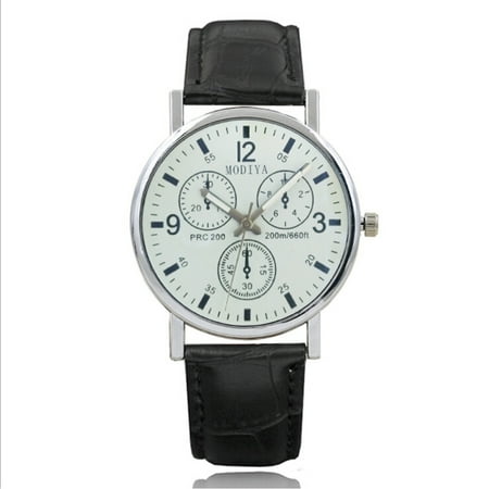 Luxury Leather Gift - BD Glass Mens Watches Top Luxury Leather Strap Wristwatch Mens Gift Quartz Watch Waterproof