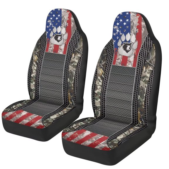 XYZCANDO Paw Car Front Seat Covers 2 Pcs Flag Anti-Slip Car Seat Cover Protector Front Seats Comfortable Protection Interior Accessories Suitable for Most Cars,SUV,Sedan
