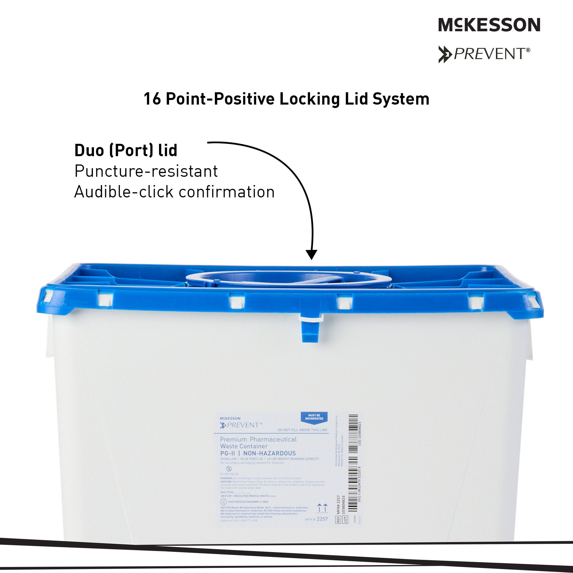 McKesson Prevent Pharmaceutical Sharps Container, Premium - Plastic, 18 gal, 1 Ct