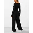 thumbnail image 3 of Women'S 2 Piece Lounge Sets Asymmetrical Long Sleeve T Shirt Wide Leg Pants Casual Outfits Tracksuit, 3 of 6