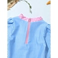 thumbnail image 4 of YONGHS Baby Girls One Piece Bathing Suit Long Sleeve Rash Guard Swimsuit UPF 50+ Blue White 0-3 Months, 4 of 7