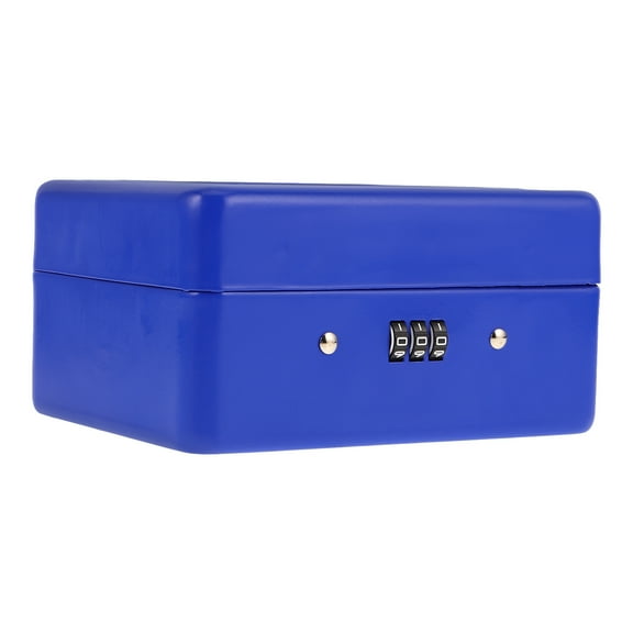 SWETRACE 1Set Iron Cash Box With Combination Lock Blue 5.89X4.52X2.95In Portable For Money Saving In Home Office