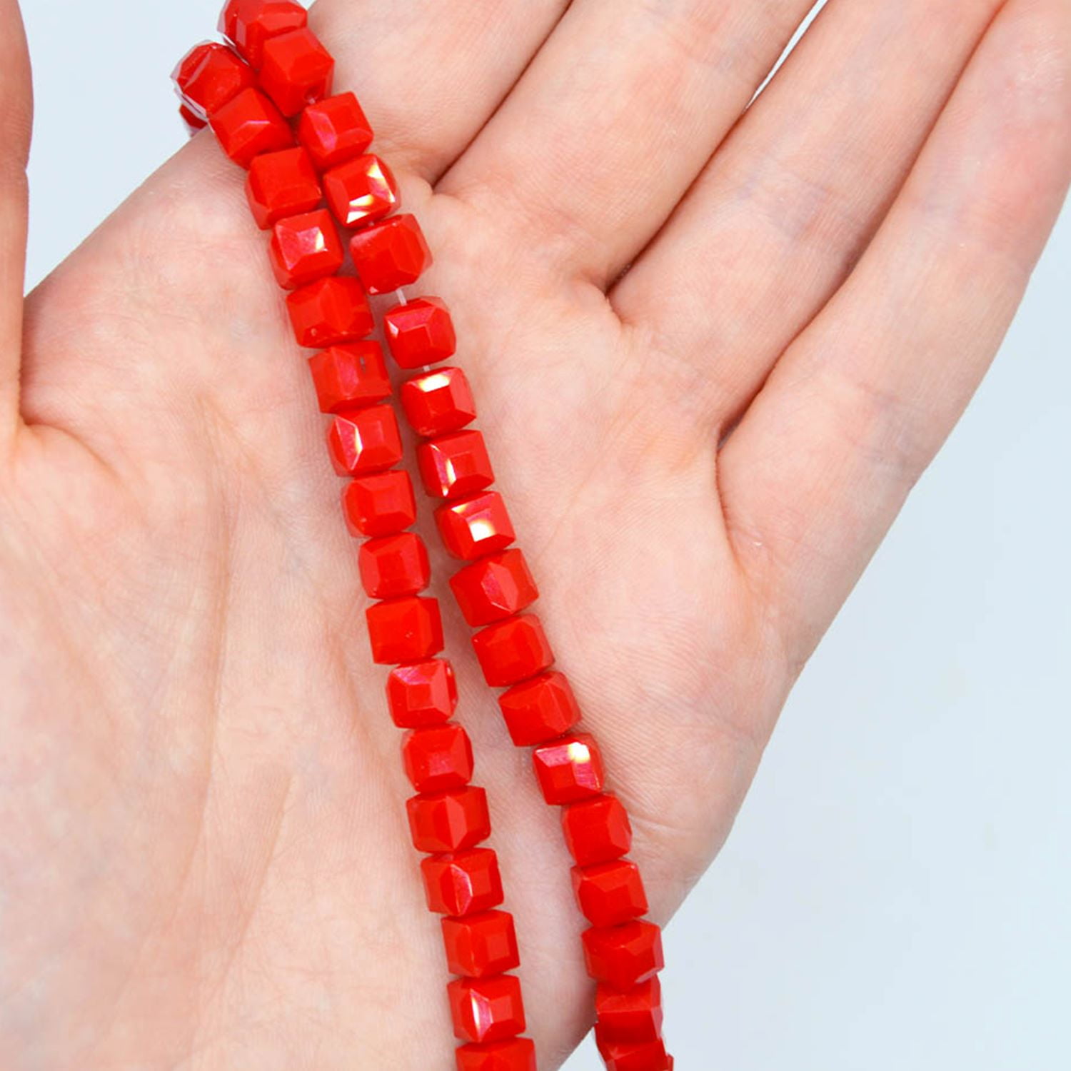 (2 pack) Jesse James Glass Strand Beads, Cube Shape, Red Color, Unisex, Suitable for Ages 16 and Up, 1 Piece