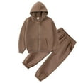 thumbnail image 7 of NAISIBABY Boys Girls Fleece Sets 2-Piece, Zipper Hooded Sweatshirt Jacket and Jogger Sweatpants Casual Athletic Outfit Brown 8T, 7 of 7