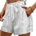 thumbnail image 5 of Pounoo Women's Shorts Drawstring Bow Satin Casual Bottoms Party Night Style Lightweight Shiny Relaxed Fit Gift, 5 of 6
