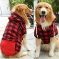 thumbnail image 2 of HKYNLAG Plaid Dog Hoodie British Style Pet Sweaters Warm Dog Jacket Dog Winter Clothes With Pocket for Small Medium Large Dogs Red 3XL, 2 of 9
