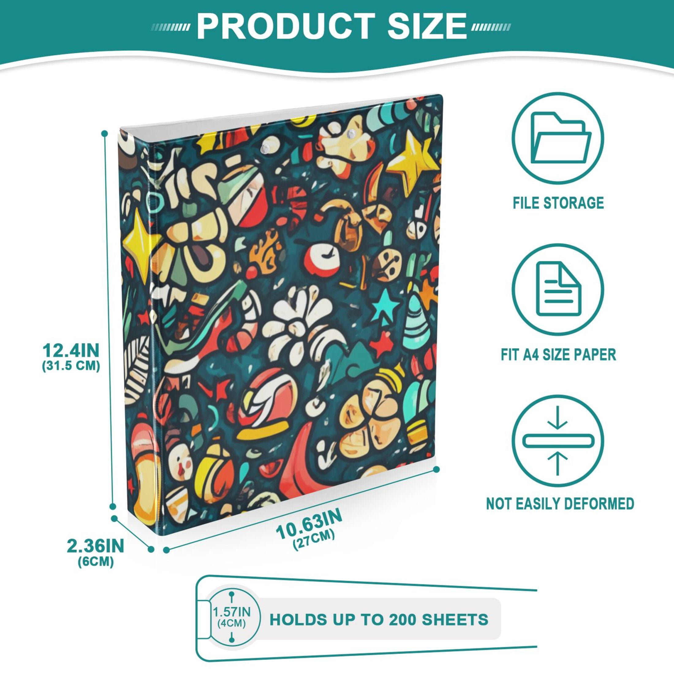 Xmas Christmas 3 Ring Binders 1.5 inch Hardcover File Folders with Interior Pockets A4 Size Organizer for School Office Hospital
