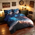 thumbnail image 2 of Manfei Lightning Flag King Bedding, Nature Mountain King Bed in a Bag, Red White Blue, Navy Reversible 7-Piece, 2 of 6