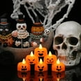 thumbnail image 3 of DRomance Ghost Flickering Flameless Candles Battery Operated with Remote and Timer 6 Pack Spooky White LED Tea Lights Candles Dimmable Light Halloween Indoor Decoration Gifts(2 x 2.4 Inches), 3 of 10