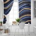 thumbnail image 5 of Fsddascl Marble Blackout Curtains for Bedroom/Living Room, Thermal Insulated Kitchen Curtains, Navy Blue Modern Abstract Gold Gradual Art Grommet Darkening Window Treatment Drapes 52"x72"x2, 5 of 6
