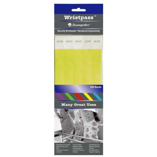 SICURIX Sequentially Numbered Security Wristbands, 3/4", Yellow Pack of 100