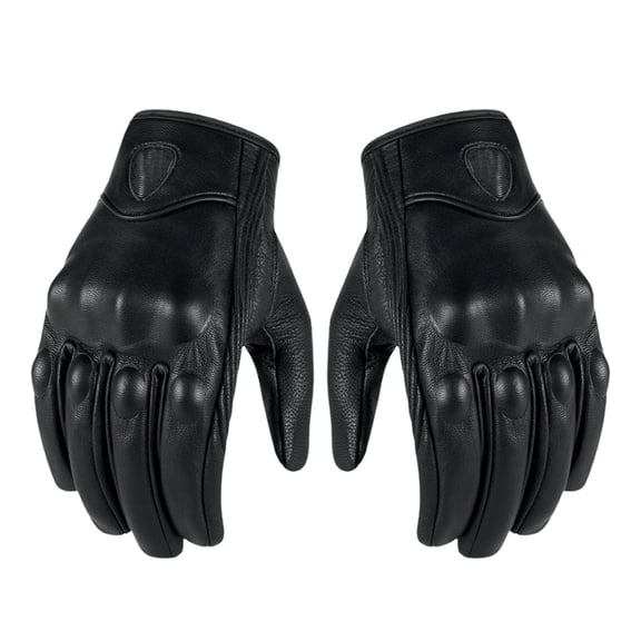 1 Pair Full Finger Drop resistant Motorcycle Gloves Faux Leather Windproof Touch Screen Unisex Racing Gloves for Hiking
