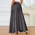 thumbnail image 6 of KDDYLITQ Satin Skirts for Women Silk Solid Color Maxi Skirt Pleated Hem Basic Elegant Skirt Casual 2025 Long Skirts with Pocket Dark Gray M, 6 of 6