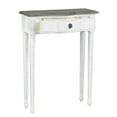 thumbnail image 4 of East at Main Josephine White Solid Wood 1-Drawer Console Table, Natural Bayur Wood Entryway Table (24x10x31.5), 4 of 6