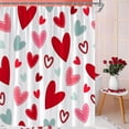 thumbnail image 2 of Valentine''s Day Shower Curtain Romantic Red Heart Cute Colorful Hearts Modern Art Dot Sweethearts Love Couple Wedding Lover Creative Bath Curtain with Hooks, 2 of 6