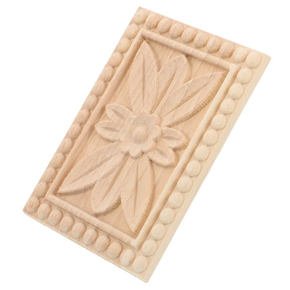 PAMINGONO Wood Flower Carved Appliques Beige 1Pcs for Home DIY Decor