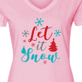 thumbnail image 4 of Inktastic Let It Snow, Snowflakes, Christmas - Red Blue Gray Women's V-Neck T-Shirt, 4 of 5