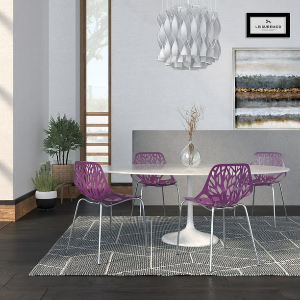 Back Chrome Dining Side Chair Set, Purple Dining Chairs With Chrome Legs