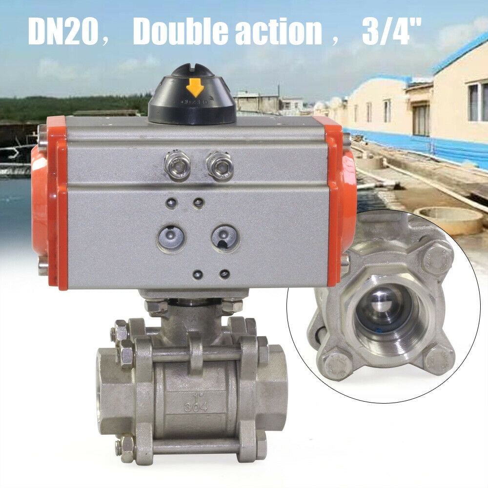 3/4" Pneumatic Air Actuated Double Acting Ball Valve Stainless steel
