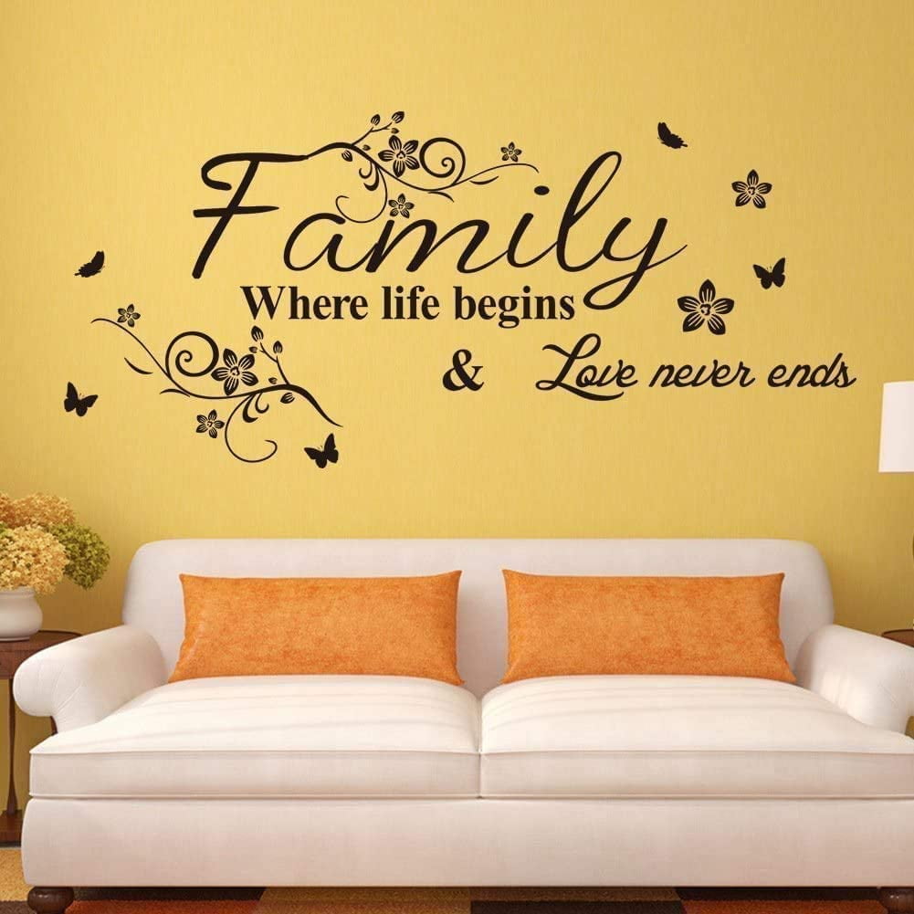 Where Family Life Begins Love Never Ends Wall Vinyl Sticker Decals Quote Sayings