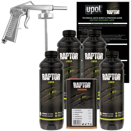 U-POL Raptor 821 Tintable Truck Bed Liner Kit w/ Spray Gun, 4L