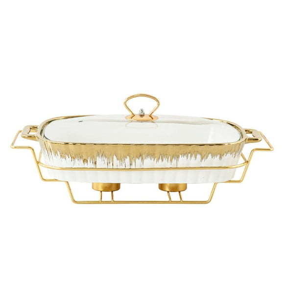 Ceramics Chafing Dish Buffet Set, Marble Finish Chafing Dish Marble Finish Chafers and Buffet Warmer Set for Buffet/Weddings/Party Banquets