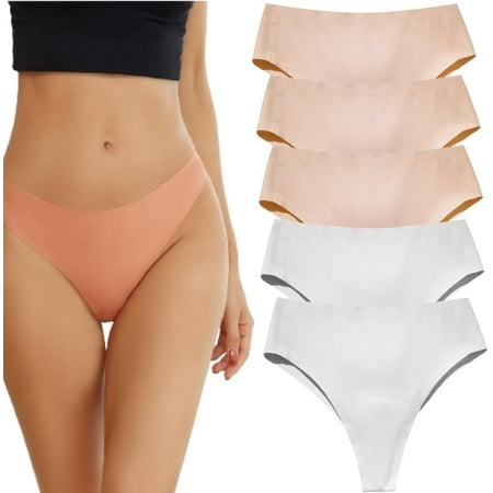 5PCS Aura Invisible Camel Toe Thong High Waisted Seamless Thongs for Ladies No Show Panty Pack