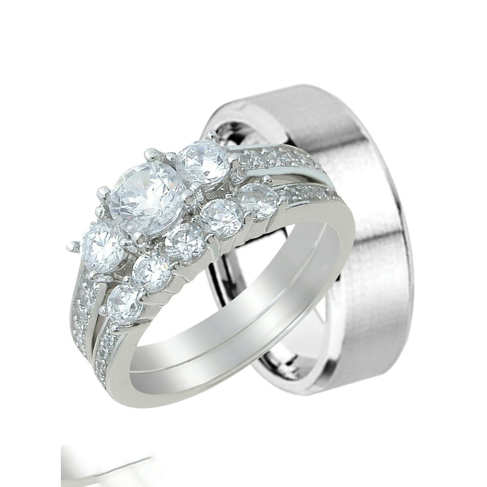 LaRaso &amp; Co His and Hers Wedding Ring Set Matching