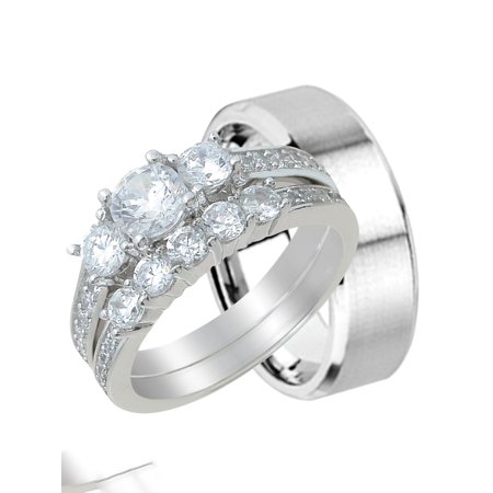 His and Hers Wedding Ring Set Matching Wedding Bands for Him and Her (5/13)