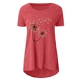 thumbnail image 3 of Pompotops Mode Femmes Imprimé Col Rond Manches Courtes Casual Tee Tops Blouse, 3 of 4