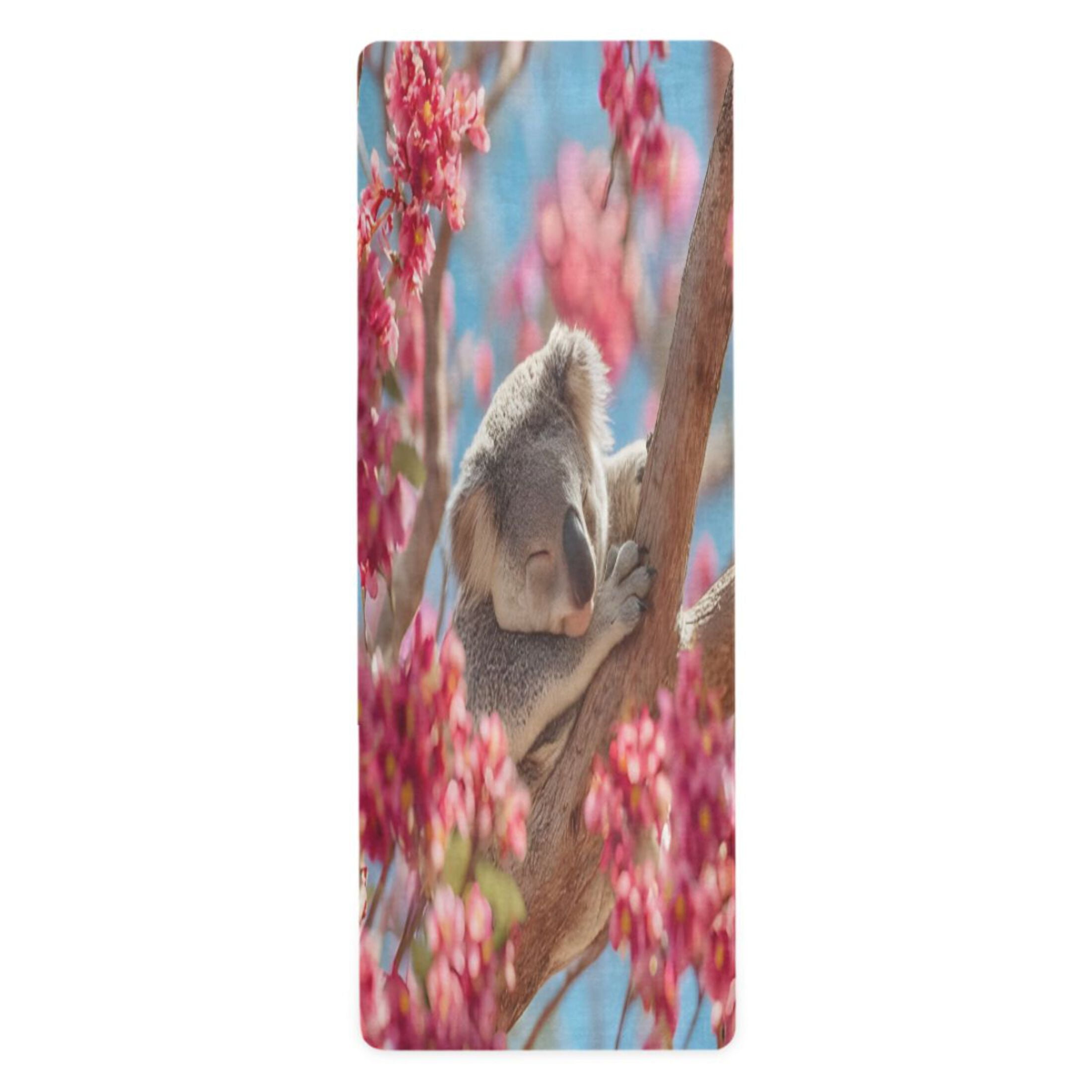 BZSMCE Yoga Mat Women Fitness Mat Red Bloom Koala Perch Pattern