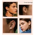 thumbnail image 3 of Stud Earrings - Hypoallergenic Earrings for Women Men Sensitive Ears - Minimalist Jewelry Flatback Cross Bolt Cartilage Earrings, 3 of 5