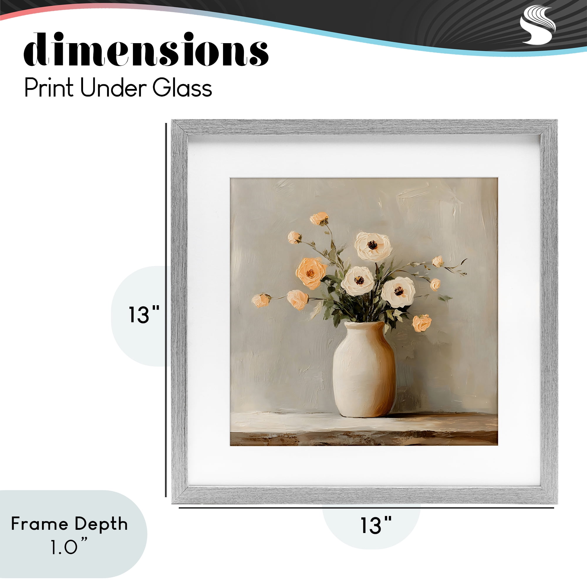 Stupell Industries Simple Floral Vase in Pastels Gray Framed Print Under Glass, design by Creative Studio