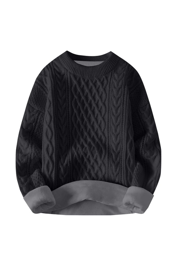 Knitted Sweaters for Women Comdrip Women Trendy Oversized Cable Knitted Chunky Sweaters Crewneck Long Sleeve Fall Winter Pullover Tops Cozy Sweaters for Women Black XL