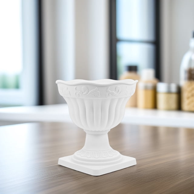 ELAYARD White Plastic Roman Pedestal Urn Planter Decorative Flowerpot for Wedding Centerpiece