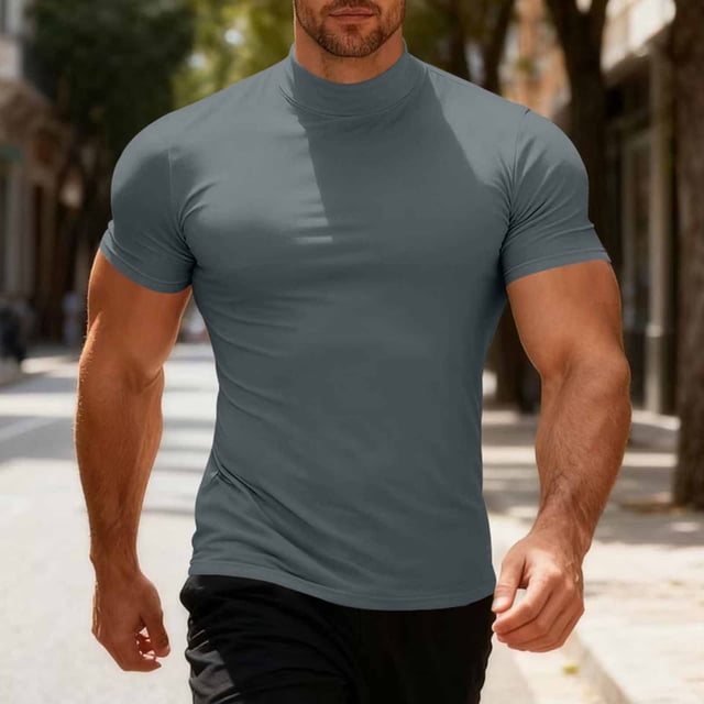 Ceisia Men's Solid Color Casual Loose Ice Silk Round Neck Sports Active T-shirt Gift