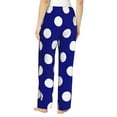 thumbnail image 3 of Goofa Navy And White Polka Dot Printed Soft Pajama Pants for Women, Wide Leg Comfy Casual Lounge Yoga Pants-, 3 of 9
