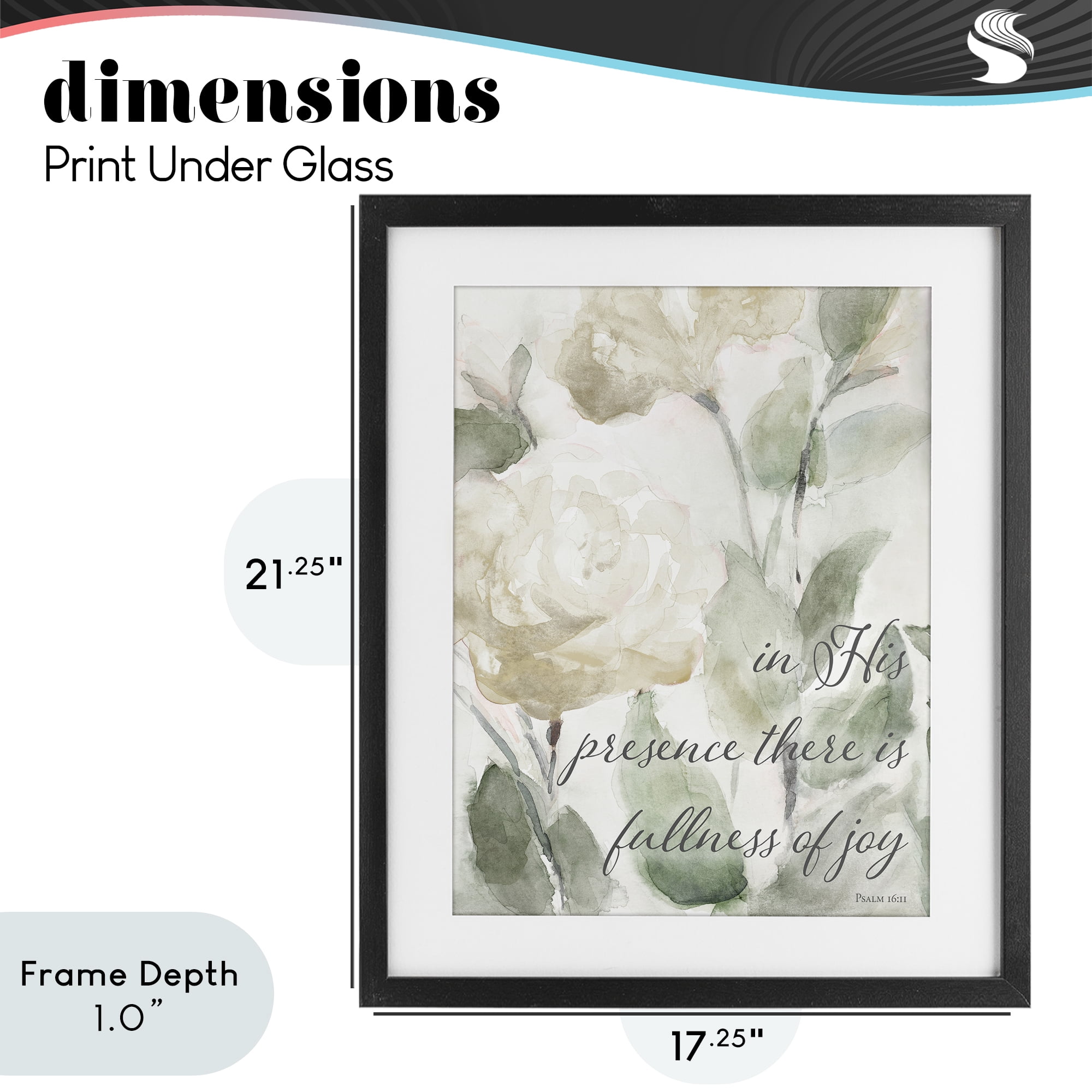 Stupell Industries His Presence Floral Scripture Black Framed Print Under Glass, design by Lanie Loreth
