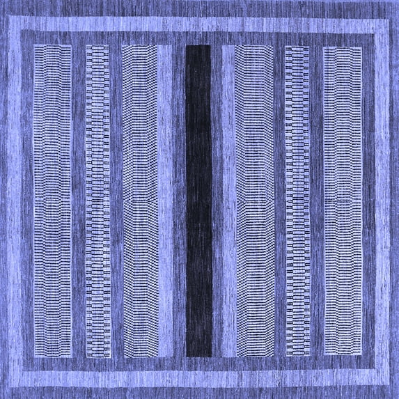 Ahgly Company Indoor Square Abstract Blue Contemporary Area Rugs, 6' Square