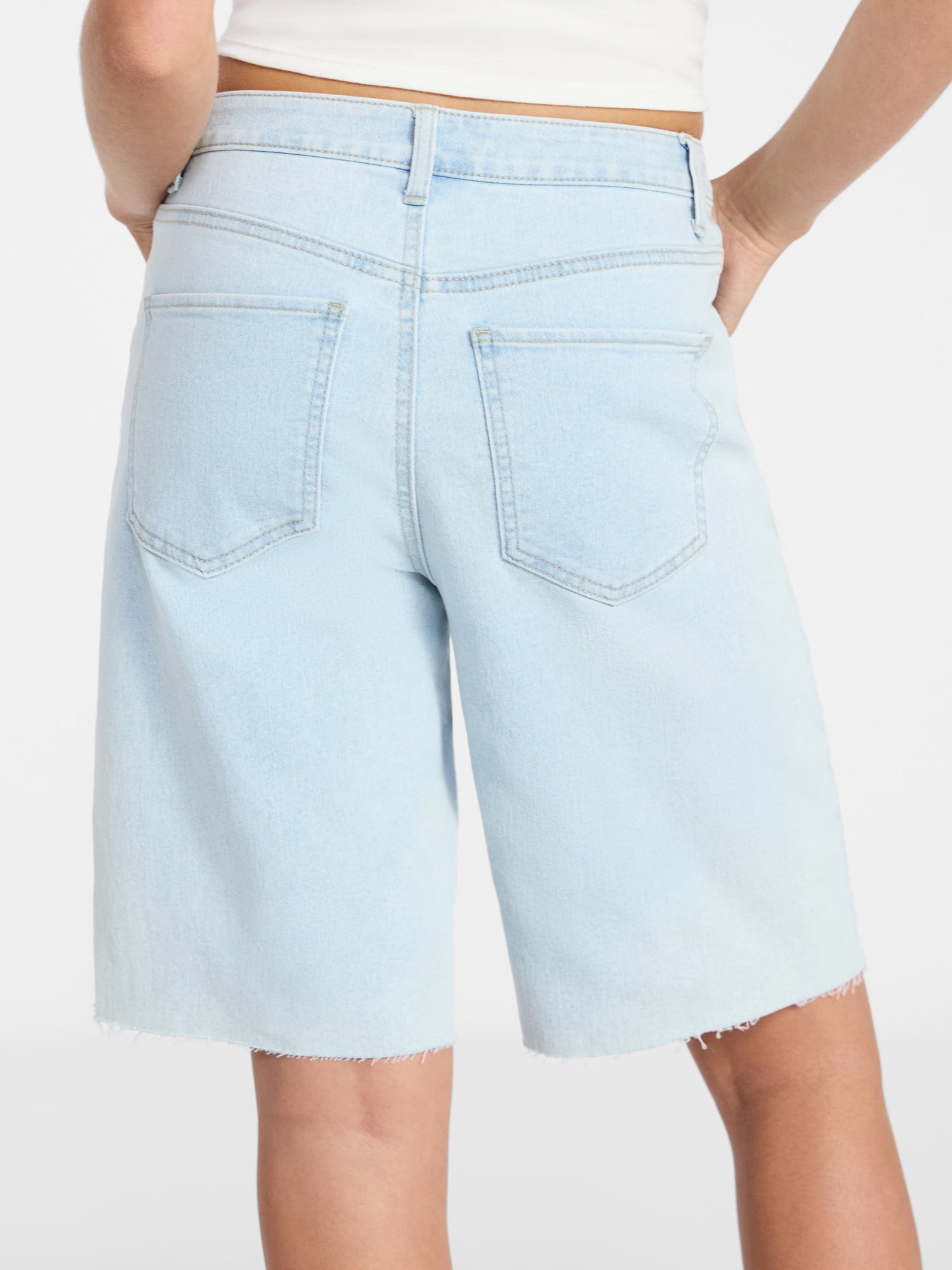 No Boundaries Denim Fray Jorts, 10'' Inseam, Women's 00-18