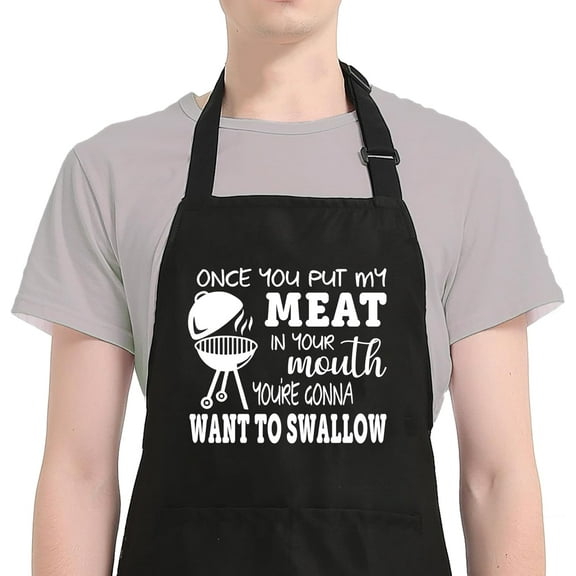 Funny Aprons for Men with Pockets, Mens Apron for Cooking Grilling BBQ, Dad Gifts for Husband Birthday Fathers Day